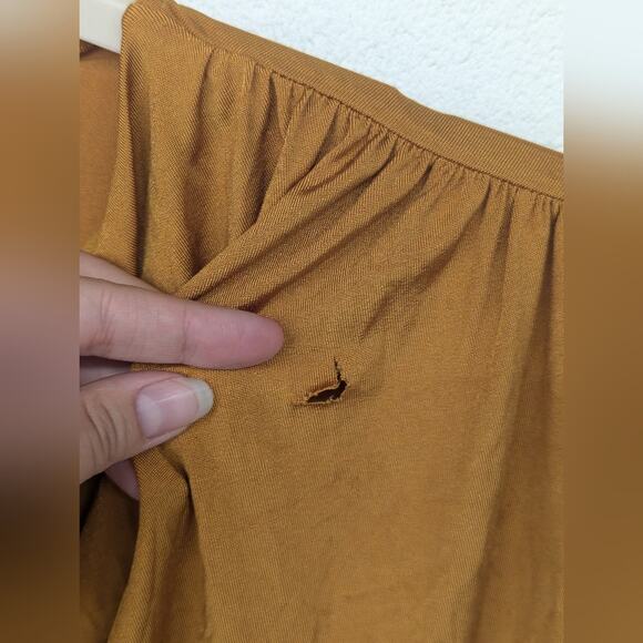 Rtr Lapointe Sz10 Asymmetrical Ruched Top Brown Jersey Long Sleeves Stretch gold - Picture 5 of 7